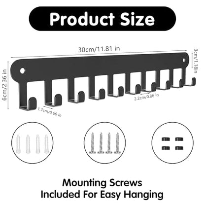 2 Pack Key Holder Wall Mount, Key Holder for Wall,Key Wall Holder | Key Hooks Hanging Keys, Key Hanger Wall Mount with 10 Hooks, Key Rack for Living Room, Kitchen, or Bathroo - color: Black-10Hooks