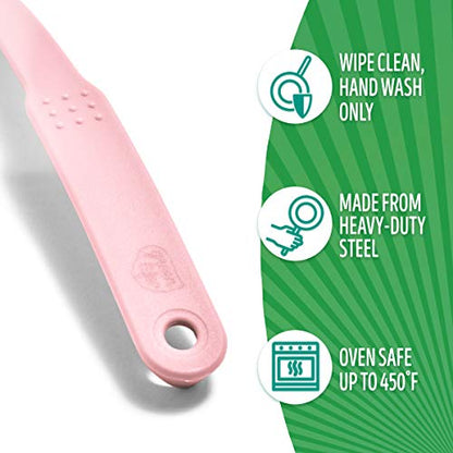 GreenLife Cooking Tools and Utensils, 7 Piece Nylon Set including Spatulas Turner Spoons and Tongs, Heat Resistant Spatula and Spoons, BPA-Free, Pink - color: Soft Pink