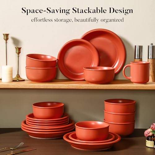 GZG 10.25-Inch Ceramic Dinner Plates, Terracotta Blush, Set of 4 | Rustic Matte Glaze, Terracotta Stoneware, For Main Course & Everyday Meals, Microwave & Dishwasher Safe - color: Terracotta Blush, size: 4 pcs Dinner Plate Set