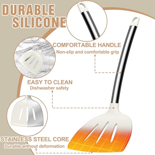 Kitchen Utensils Set-Umite Chef 34 Pcs Silicone Cooking Utensils Set for Nonstick Cookware-Silicone Spatulas Set, Stainless Steel Handle-White Kitchen Gadgets Tools, Pots and Pans Accessories - color: White