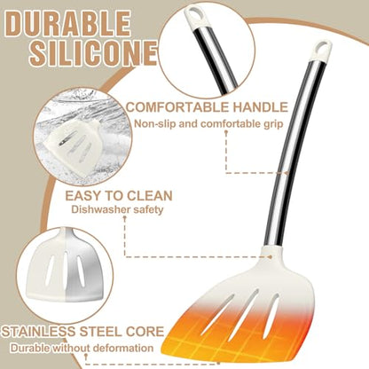 Kitchen Utensils Set-Umite Chef 34 Pcs Silicone Cooking Utensils Set for Nonstick Cookware-Silicone Spatulas Set, Stainless Steel Handle-White Kitchen Gadgets Tools, Pots and Pans Accessories - color: White