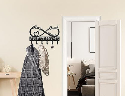 Personalized Key Holder for Wall, Metal Infinity Heart Key Hooks, Custom Name Key Rack, Key Hooks for Wall, Coat Rack, Key Holder Wall Hanging, Key Wall Holder, Housewarming Gift Wedding Gifts - color: Design 2