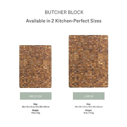 Teakhaus Butcher Block Cutting Board - Large Wooden Cutting Board - Holiday Gift Ideas for Men and Women - Gift-Ready End Grain Wood, Knife Friendly - FSC Certified - color: Without Juice Groove, size: Large (20 inch x 15 inch x 1.5 inch)