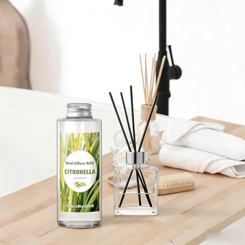 STRN Citronella Reed Diffuser Refill, Lemongrass Scented Diffuser 200ML | Summer Long-Lasting Fragrance for Living Room, Bedroom, Office - color: Green 2