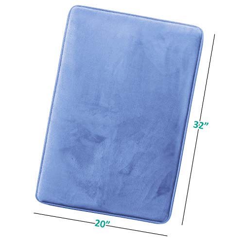 Clara Clark Bathroom Rugs, Ultra Soft Plush Bath Mat for Bathroom, Non-Slip, Velvet Memory Foam Bath Rugs, 20 x 32, Solid Calm Blue