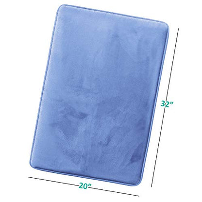 Clara Clark Bathroom Rugs, Ultra Soft Plush Bath Mat for Bathroom, Non-Slip, Velvet Memory Foam Bath Rugs, 20 x 32, Solid Calm Blue