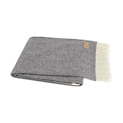 Lands Downunder Charcoal Italian Herringbone Throw - Cotton Blend - 51"x67" - color: Charcoal