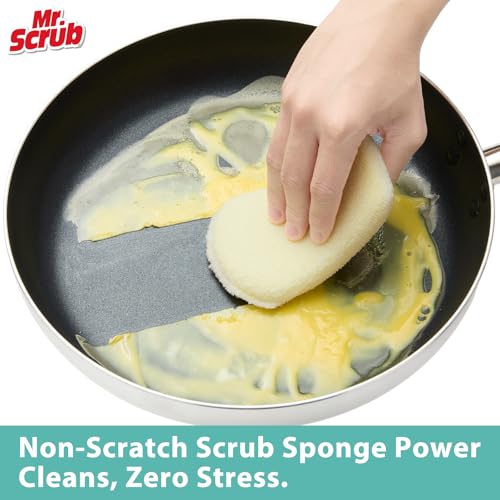 Mr. Scrub Kitchen Sponges, Dish Scrub Sponge 12 Pack Odor-Resistant, Quick-Drying, Non-Scratch for Washing Dishes, Pans, Pots & Nonstick Cookware - size: 12 Pack