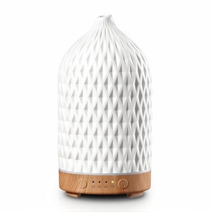 200ML Ceramic Essential Oil Diffuser for Home, Stone Diffuser | Ultrasonic Aromatherapy Diffuser & Air Humidifier for Bedroom, Office, Yoga, 7 LED Lights, Auto Shut-Off, 3 Timers, Rhombus - color: Rhombus