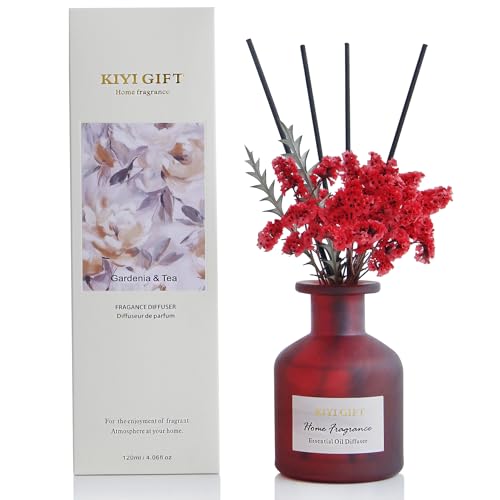 Reed Diffuser Set, Scent Diffuser with Sticks, Home Fragrance, Reed Diffuser for Bathroom, Shelf Decor, 4.06oz Gardenia White Tea