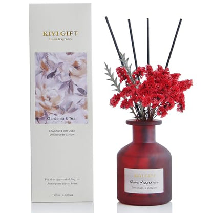 Reed Diffuser Set, Scent Diffuser with Sticks, Home Fragrance, Reed Diffuser for Bathroom, Shelf Decor, 4.06oz Gardenia White Tea