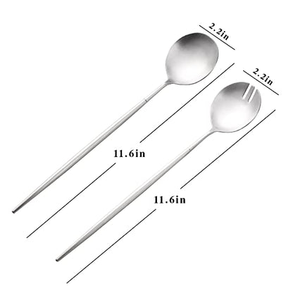 Salad Servers,Spoon and Fork Set 11.41 inch,18/10 Stainless Steel Salad Serving Silver - color: silvelr