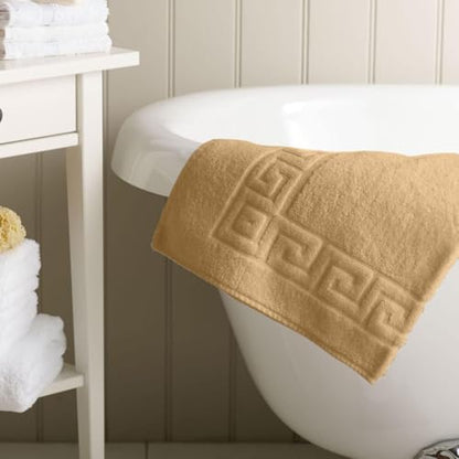 100% Recycle Cotton Bath Mat Beige Key Pattern Bath Rug [Not a Bathroom Rug], Soft Absorbent 330 GSM Shower Floor Towel Set, Hotel Spa Quality, Machine Washable (2 Pack) - color: Beige