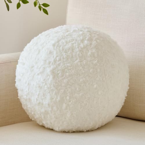 Ball Pillow, Decorative Round Pillow for Couch n, Circle Throw Pillows, Perfect Ball Pillows for Couch, Stylish Decorative Pillows, Versatile Round Throw Pillow (White, Mini-8.6 Inches) - color: White, size: Mini-8.6 Inches