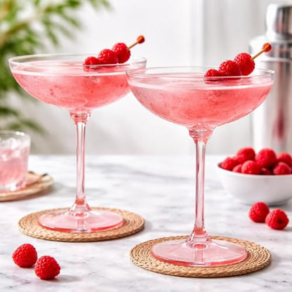 LemonRoad 24 Pcs Plastic Coupe Glasses 9 oz Disposable Martini Glasses for Cocktails, Champagne, Desserts and Espresso, Drinkware Set for Weddings, Birthday Parties, Home Bars (Pink) - color: Pink