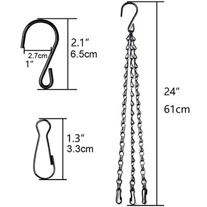 4pcs 24 inch Black Hanging Basket Chain with Hooks Flower Plant Pot Replacement Chain Hanger for Bird Feeders,Planters,Lanterns and Ornaments - size: 24 inch (4pcs)