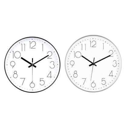 2 Pack Black&Silver Wall Clock 12" Silent Wall Clocks Battery Operated | Office Kitchen Living Room Bedroom - color: Black&silver, size: 2 Pack-12 Inch