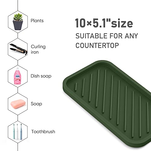 Silicone Sponge Holder-Large Thick Durable 10" Sink Organizer Tray-Kitchen | Thick Durable Sponge Caddy, Large Sink Tray, Dish Soap & Scouring Pad Holder, Countertop Drip Tray, Easy Clean, Rust-Proof - color: G-ge, size: 10x5.1inch