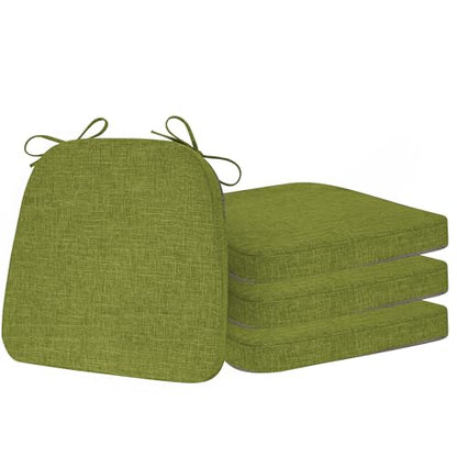 ELFJOY Non-Slip Chair Cushions for Dining Chairs Green 16.7"x16" | 4 Pack, with Ties and Washable Cover, U Shape, Breathable Fabric, for Kitchen Dining Office Folding Chairs，Comfortable - color: Green