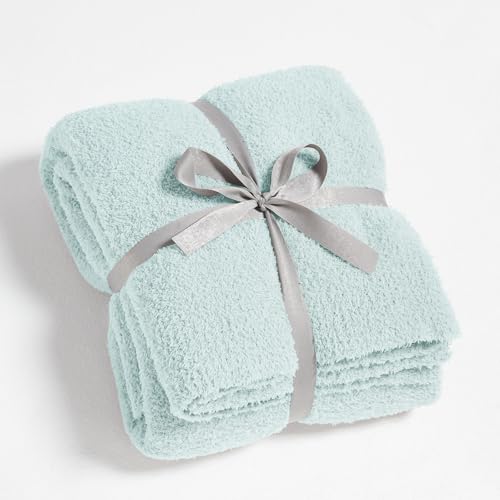 Knit Throw Blanket for Couch Sky Blue - Super Soft Lightweight Plush Fuzzy Fluffy Cozy Blankets and Throws for Sofa Bed, 50 x 60 inches - color: Blue, size: Throw/Travel(50"x60")