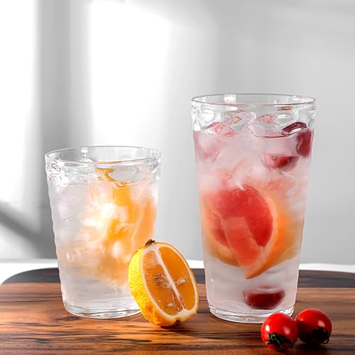 20-ounce Plastic Tumblers, Acrylic Drinking Glasses High-Balls, set of 6 Clear Reusable Plastic Cups, Stackable, BPA-Free, Shatter-Proof, Dishwasher-Safe - color: Clear
