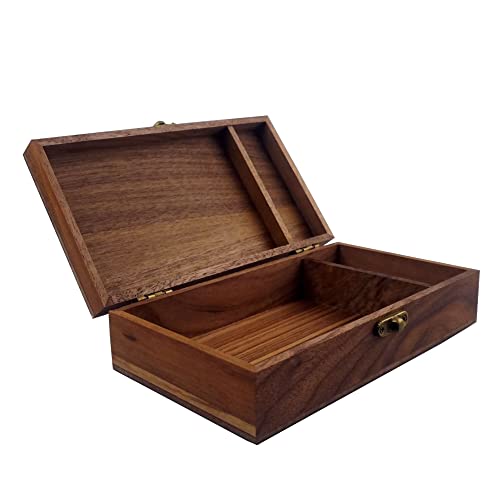 Walnut Handmade Walnut Partition Wooden Box for Keepsakes, Photos, Jewelry Ring Wedding Gift Box - color: Walnut-HTMDFH