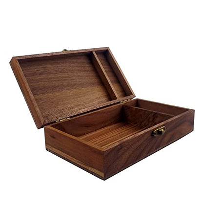 Walnut Handmade Walnut Partition Wooden Box for Keepsakes, Photos, Jewelry Ring Wedding Gift Box - color: Walnut-HTMDFH