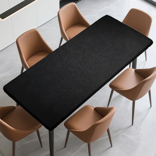 Rectangle Fitted Tablecloth with Elastic Edge for 4 Foot Tables | Polyester Waterproof Table Cover Stain-Resistant Wipeable Table Cloth for Dining, Camping, Outdoor Lndoor 48" x 30" - color: Black, size: 48" x 30" (Rectangular)