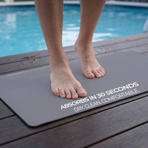 Homergy Bath Mat for Bathroom Non Slip, Quick Dry, 16x24 in, Grey | Ultra absorbent, machine washable, mildew resistant shower mat with rubber backing for tub, poolside and outdoor showers - color: Gray, size: 16" x 24"