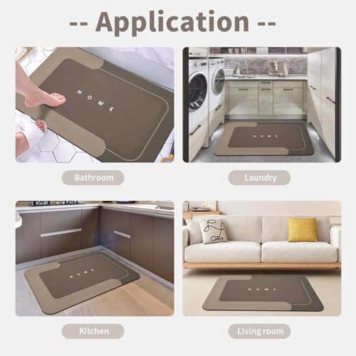 Housego Absorbent Bath Mat, Quick Dry Bath Rug, Non-Slip, 15.7x23.6 Inch, Brown - color: Brown, size: 1 Rectangular Piece (15.7" x 23.6")