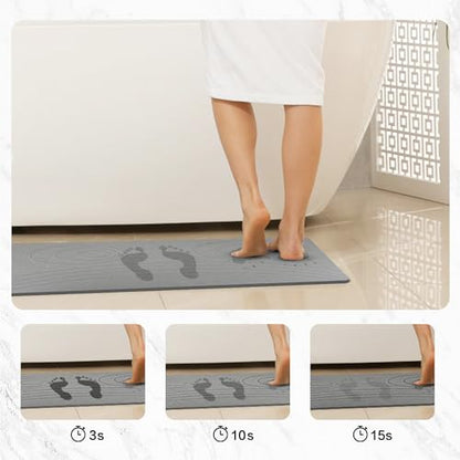 Stone Bath Mat,Non Slip, Super Absorbent Quick Drying Bathroom Floor Kitchen Counter, Diatomaceous Earth Shower Mat, Easy to Clean (23.6"x15.4" - Black)