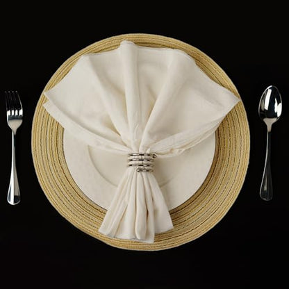 6Pcs Silver Napkin Rings Round Napkin Ring Set Napkin Holders for Cloth Napkins for Wedding, St. Patrick's Day, Valentines Day, Easter Thanksgiving Table Decor. - style: Ring-silver