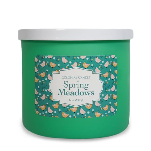 Colonial Candle Spring Meadows Scented Jar Candle, Easter Collection, 3 Wick, 14 oz - Up to 60 Hours Burn, Easter Candle, Made in the USA - color: Spring Meadows