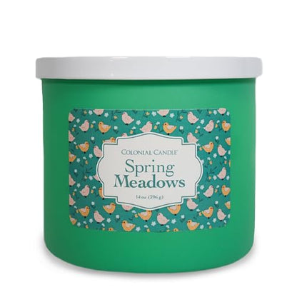 Colonial Candle Spring Meadows Scented Jar Candle, Easter Collection, 3 Wick, 14 oz - Up to 60 Hours Burn, Easter Candle, Made in the USA - color: Spring Meadows