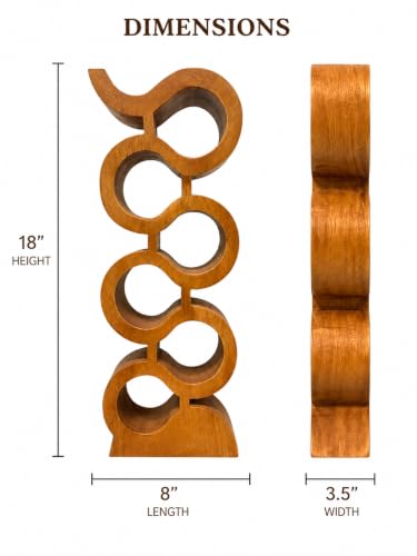 Handmade Solid Acacia Wood Wine Bottle Holder, 6-Bottle Large Chain Wine Rack, Rustic Countertop Wine Storage, Decorative Home Bar Display - size: 6-Bottle