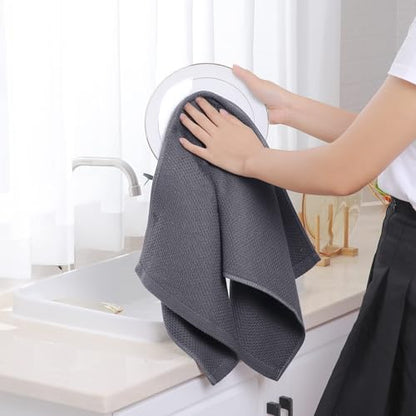 Homaxy 100% Cotton Waffle Weave Kitchen Dish Towels 12-Pack, Dark Grey | 13 x 28 Inches, Ultra Soft Absorbent Dish Towels, Quick Drying Cleaning Towels - color: Dark Grey, size: 13 X 28 - 12 Pack