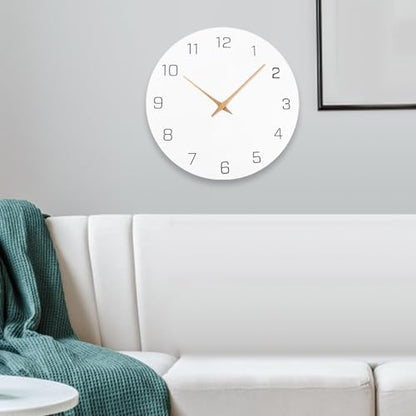 Wall Clock Minimalist Wooden Wall Clock Silent Non Ticking Decorative Hanging Clock Easy Read Dial Wood Suitable for Living Room, Arabic Numerals