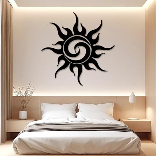 Wacky Sun Metal Wall Decor, Abstract Sun Metal Wall Art for Living Room, Bedroom, Office(Black,31"Hx31"W/80x80cm) - color: Black, size: 31"Hx28"W/80x71cm