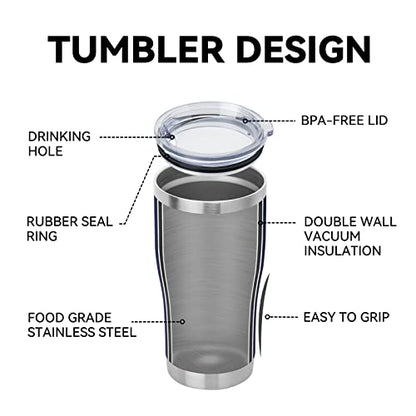 DOMICARE 20oz Tumbler with Lid Stainless Steel Tumblers Bulk, Double Wall Vacuum Insulated Coffee Travel Mug Powder Coated Tumbler, 1 Count (Pack of 1) Navy - color: Navy, size: 1 count