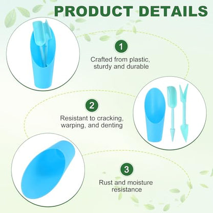 M METERXITY 2-Set Succulent Tools, Plastic 2-in-1 Mini Garden Shovel Hand Succulent Transplanting Tools Garden Shovel Transplant Trowel for Planting/Digging/Aerating/Sowing [Blue] - color: Blue