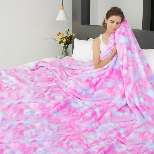 MUGD Lightweight Blanket Fleece Big Blanket Fuzzy Throw Blanket for Bed King Size - color: Multi Pink Color, size: King(90"x108"/ 230x270cm)