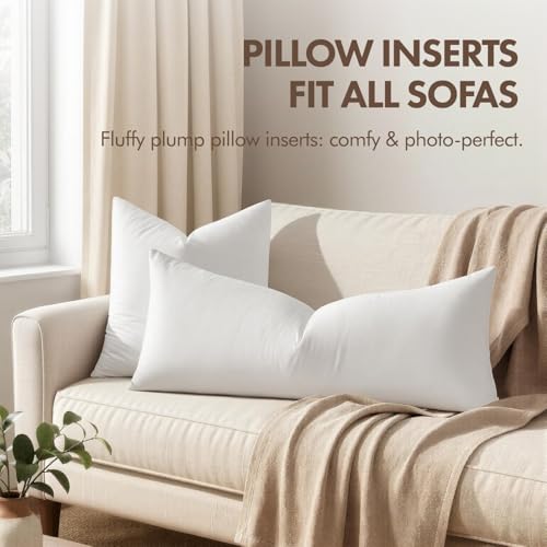 MIULEE 14x36 Inch Synthetic Down Alternative Lumbar Pillow Insert | Decorative Throw Pillow 14 x 36 Inch Body Bed Sleeping Ultra Soft Fluffy Form for Sofa Couch Bed - size: 14x36Inch (pack of 1)