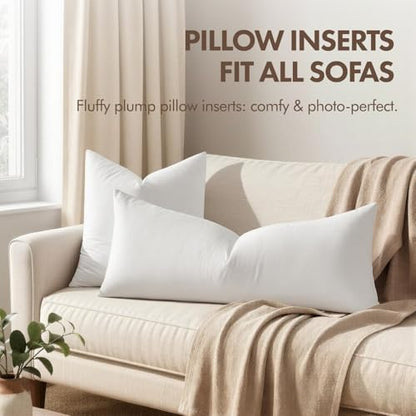 MIULEE 14x36 Inch Synthetic Down Alternative Lumbar Pillow Insert | Decorative Throw Pillow 14 x 36 Inch Body Bed Sleeping Ultra Soft Fluffy Form for Sofa Couch Bed - size: 14x36Inch (pack of 1)