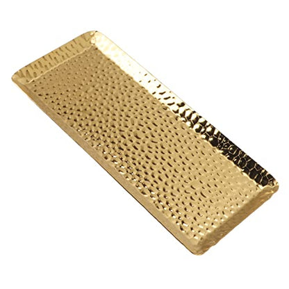 Hammered Tray, Stainless Steel Mirror Polished Serving Platter with Elegant Design, Perfect for Desserts and Fruits for Home Kitchen (Gold) - color: Gold