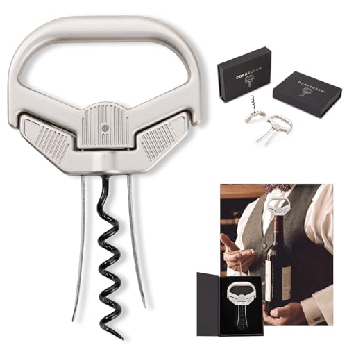Ah So Wine Opener Set with Foil Cutter, Corkscrew for Old Wines | Two-Prong Cork Remover, Stainless Steel Wine Bottle Opener Gift Set for Wine Lovers