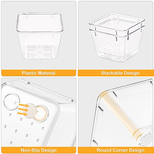 SMARTAKE 22-Piece Drawer Organizer with Non-Slip Silicone Pads, 5-Size | Clear Desk Bathroom Drawer Organizer Trays Storage Tray for Makeup, Jewelry, Utensils in Bedroom Dresser, Office and Kitchen - size: 22 PCS