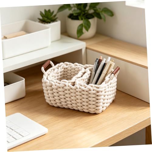 Nordic Woven Storage Baskets Thick Cotton Rope Nested Bins Versatile Organizers for Toys Clothes and Home Decor Set of 3