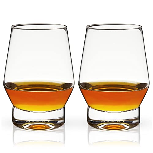 Viski Whiskey Glasses with Heavy Footed Base - Crystal Tumblers for Scotch, Bourbon, Cocktails - 18.5 Oz Set of 2 - style: Heavy Footed Whiskey Glasses