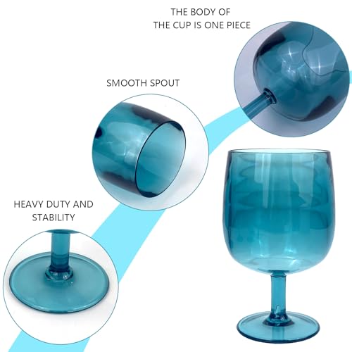 Yalin Set of 6 Unbreakable 12 oz Acrylic Plastic Wine and Water Tumbler Stackable Goblets. (Cyan, 12 oz) - color: Cyan, size: 12 oz