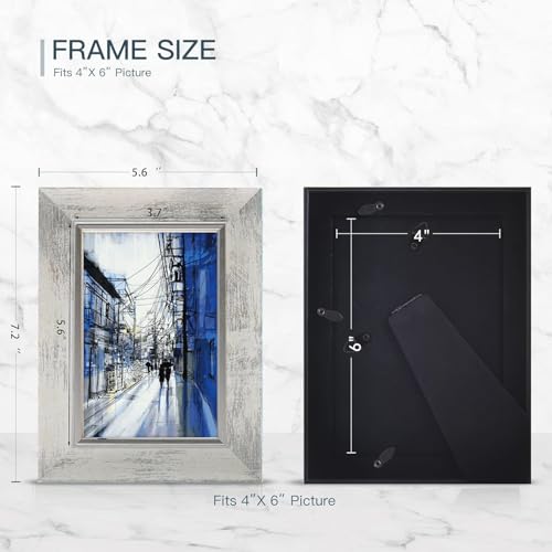 XUANLUO 4x6 Picture Frames Set of 4 Rustic Retro Photo Frame with HD Plastic Cover for Wall Mount and Tabletop Display Family Friends Wedding Gift - color: white-4pcs, size: 4×6 inch